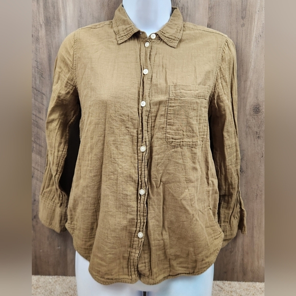 Everlane Olive Green Button Up Long Sleeves Shirt Size 2 - Picture 1 of 8